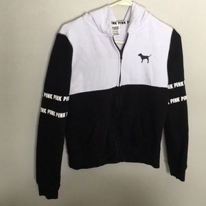 PINK black & white zip up jacket